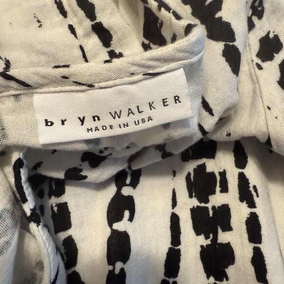 Bryn Walker Gauze Top XS Oversized Blk/Wht Boxy Asymmetric Lagenlook Artsy Boho - Picture 6 of 12